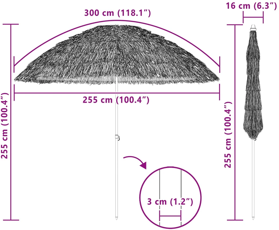 Sodo skėtis 255 x 255 x 255 cm Polipropilenas ir poliesteris