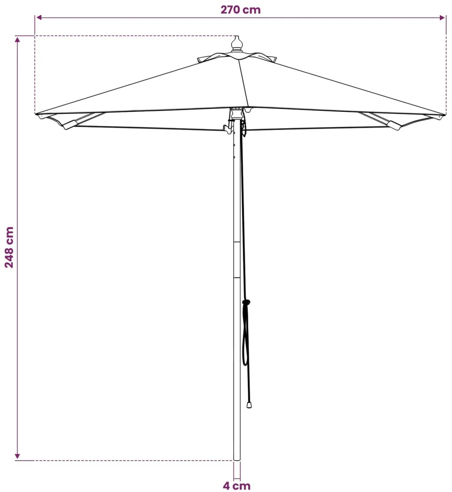 Sodo skėtis Ø 270 x 248 cm Kietas eukalipto medis Antracito