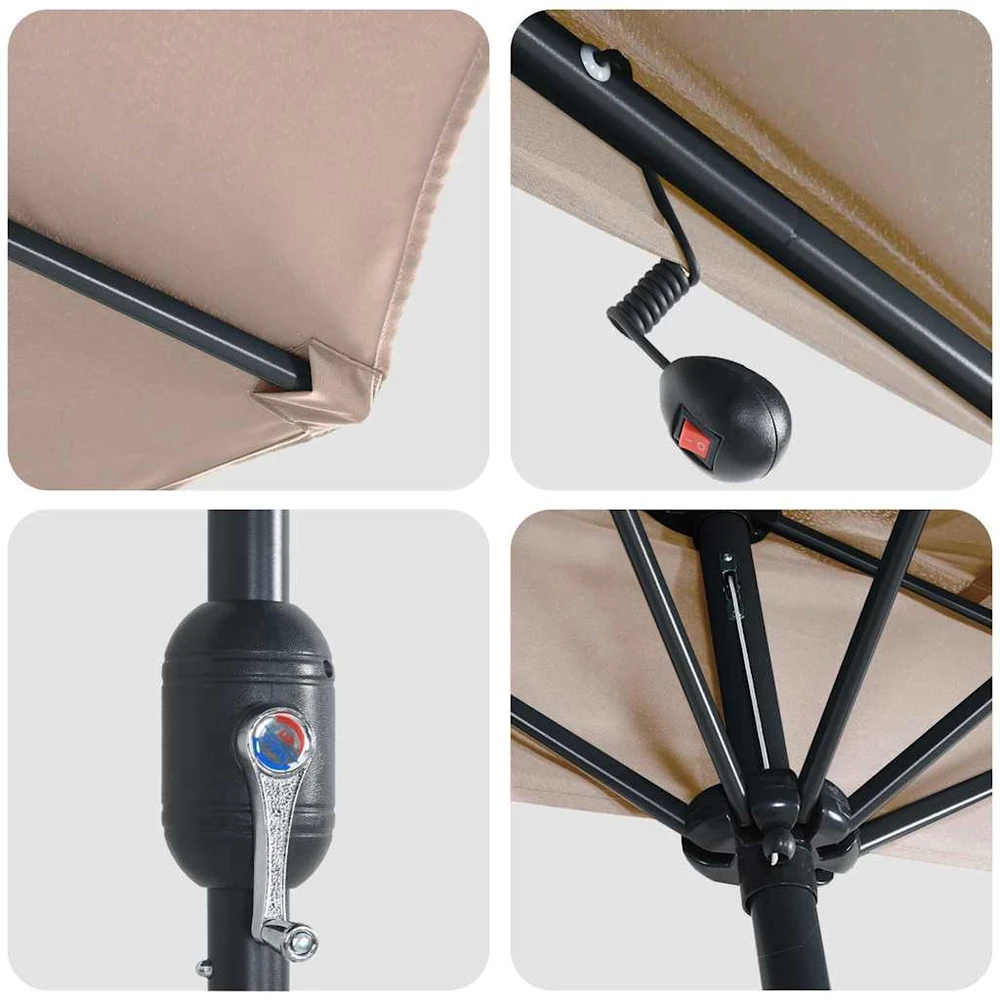 Sodo skėtis 294 x 150 x 223 cm Poliesteris ir plienas Tortora