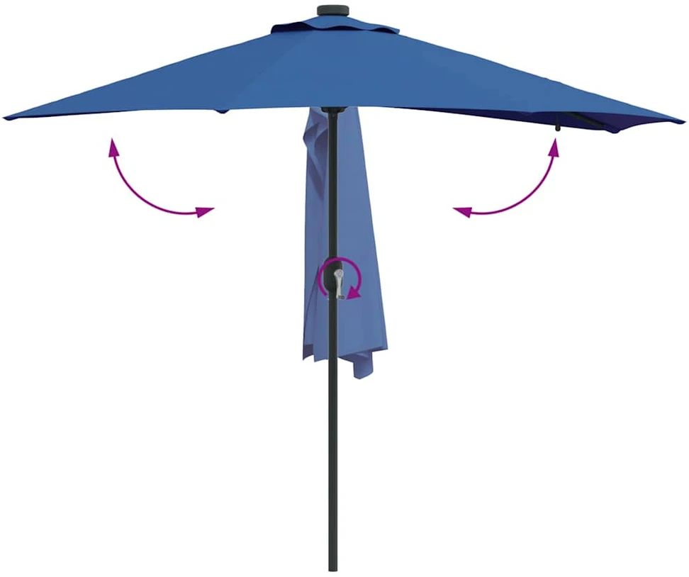 Sodo skėtis 294 x 150 x 223 cm Poliesteris ir plienas Azurblau