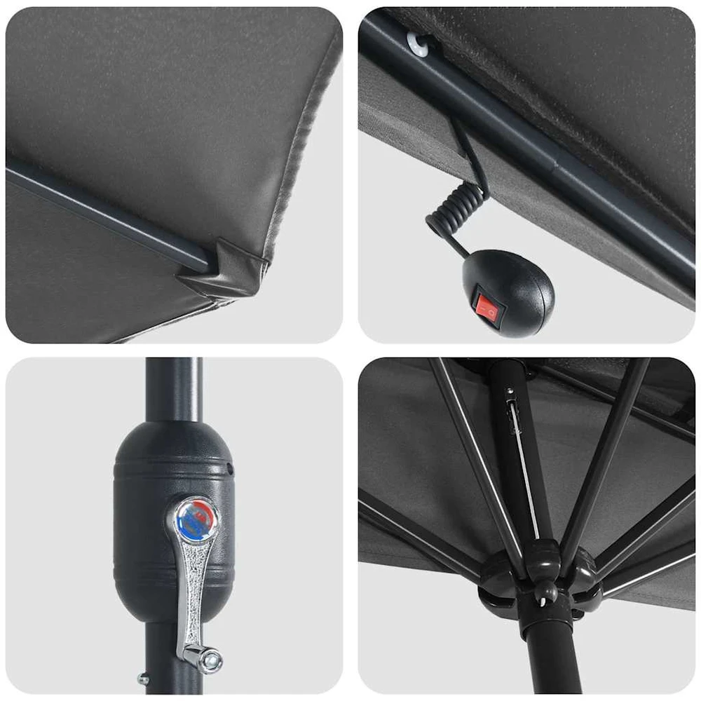 Sodo skėtis 294 x 150 x 224 cm Poliesteris ir plienas Antracito
