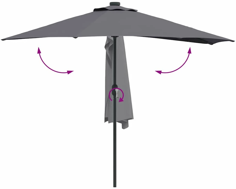 Sodo skėtis 294 x 150 x 224 cm Poliesteris ir plienas Antracito