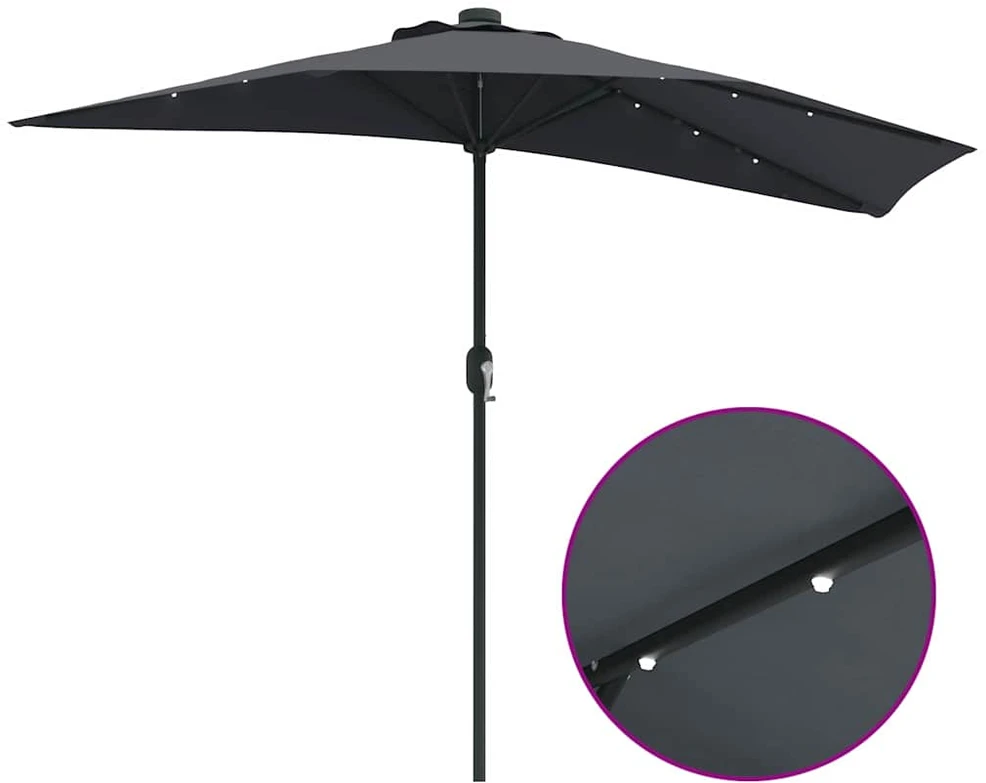 Sodo skėtis 294 x 150 x 224 cm Poliesteris ir plienas Antracito