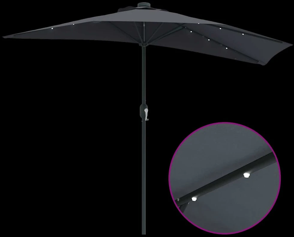 Sodo skėtis 294 x 150 x 224 cm Poliesteris ir plienas Antracito
