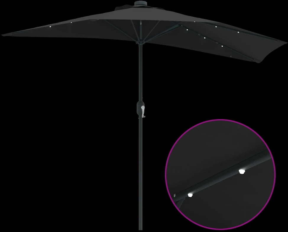 Sodo skėtis 294 x 150 x 224 cm Poliesteris ir plienas Juoda