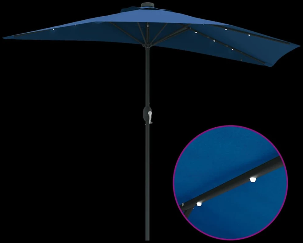 Sodo skėtis 294 x 150 x 224 cm Poliesteris ir plienas Azurblau