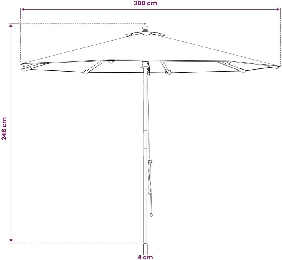 Sodo skėtis Ø 300 x 248 cm Kietas eukalipto medis Kreminė balta
