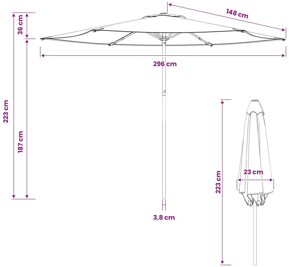 Sodo skėtis 300 x 300 cm Poliesteris Stačiakampio Kreminė