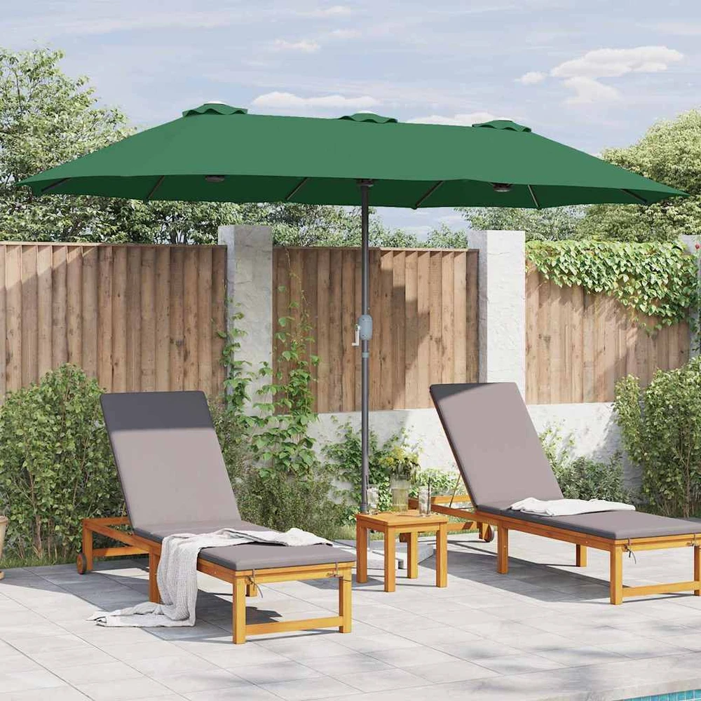 Sodo skėtis 370 x 197 x 239 cm Poliesteris ir aliuminis Žalia