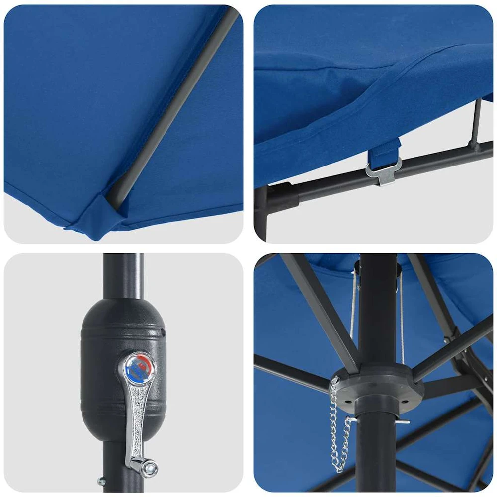 Sodo skėtis 385 x 209 x 244 cm Poliesteris ir plienas Azurblau