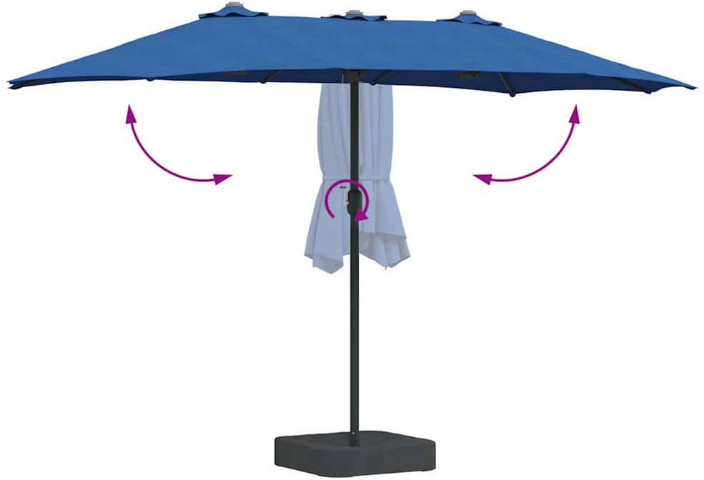 Sodo skėtis 385 x 209 x 244 cm Poliesteris ir plienas Azurblau