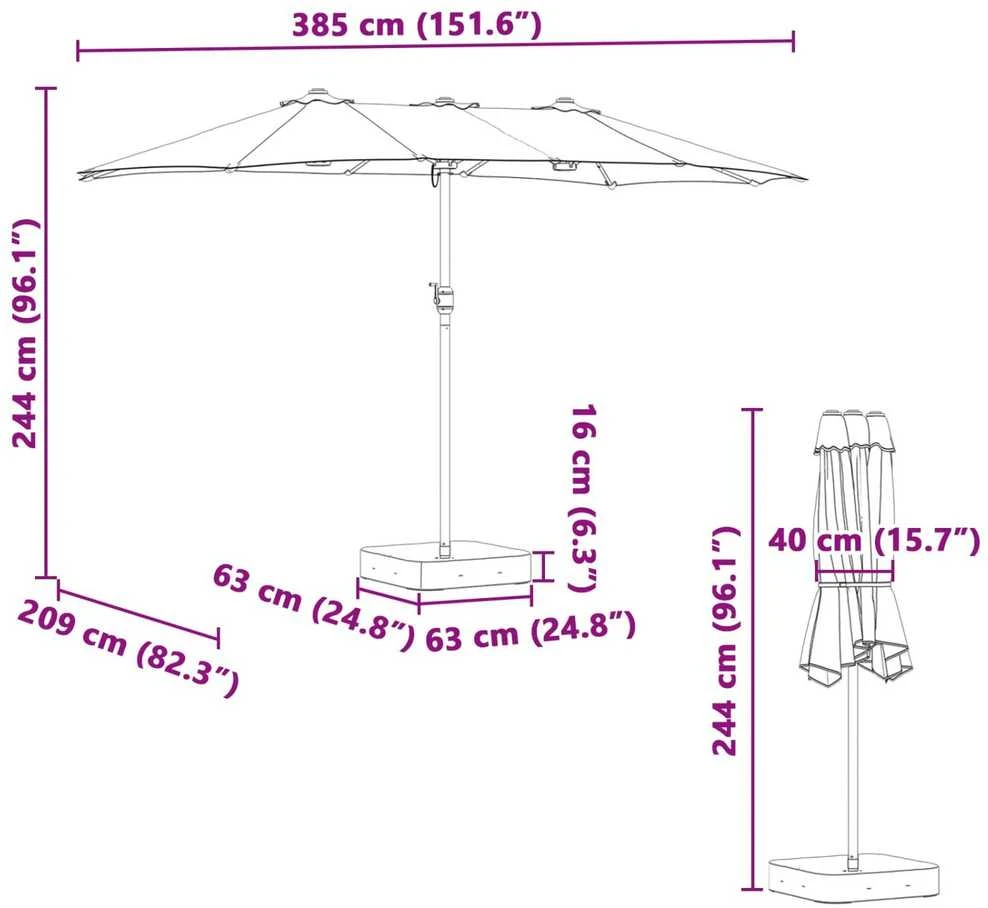 Sodo skėtis Antracitas 385 x 209 x 244 cm Poliesteris