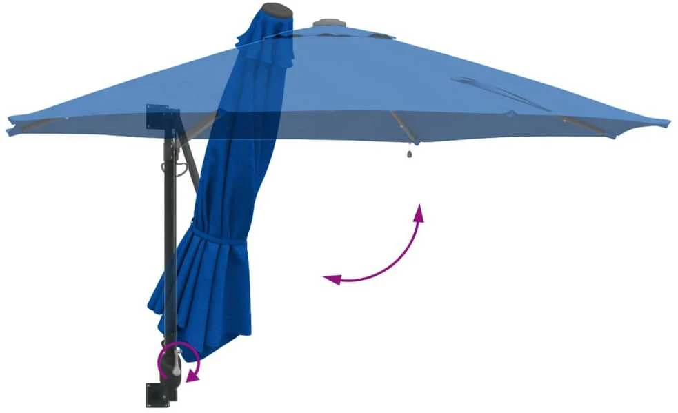 Sodo skėtis 248 x 248 x 148 cm Poliesteris ir plienas Azurblau