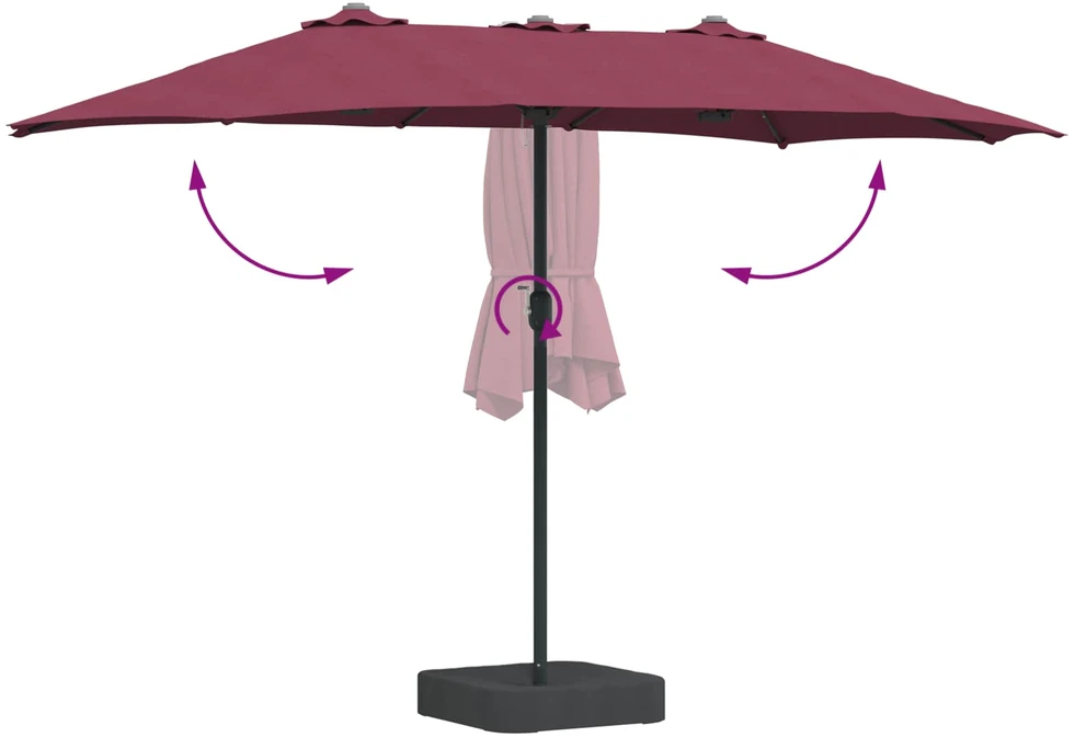 Sodo skėtis Bordo raudona 385 x 209 x 244 cm Poliesteris