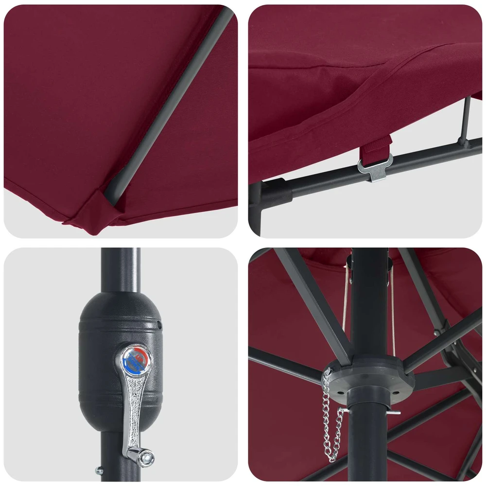 Sodo skėtis Bordo raudona 385 x 209 x 244 cm Poliesteris