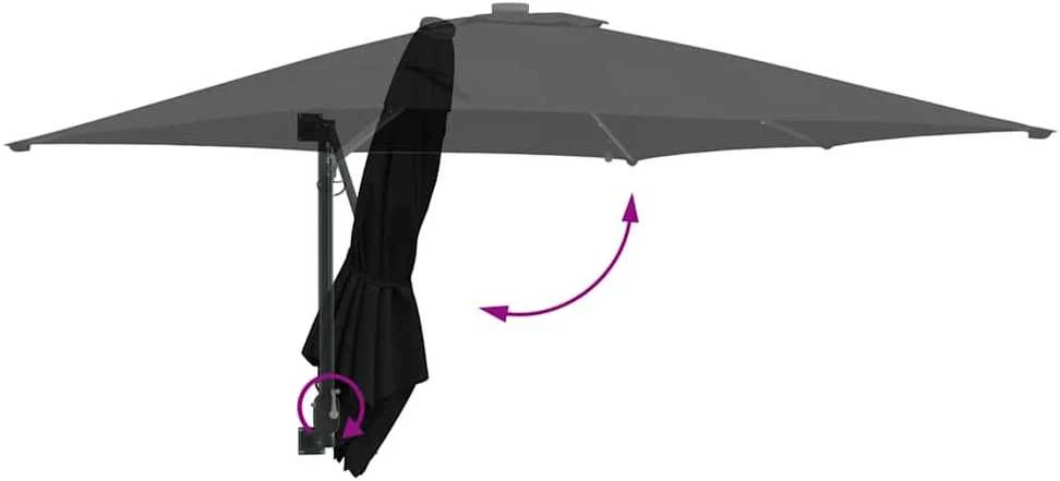 Sodo skėtis Juoda 248,5 x 247,5 x 160 cm Poliesteris ir plienas
