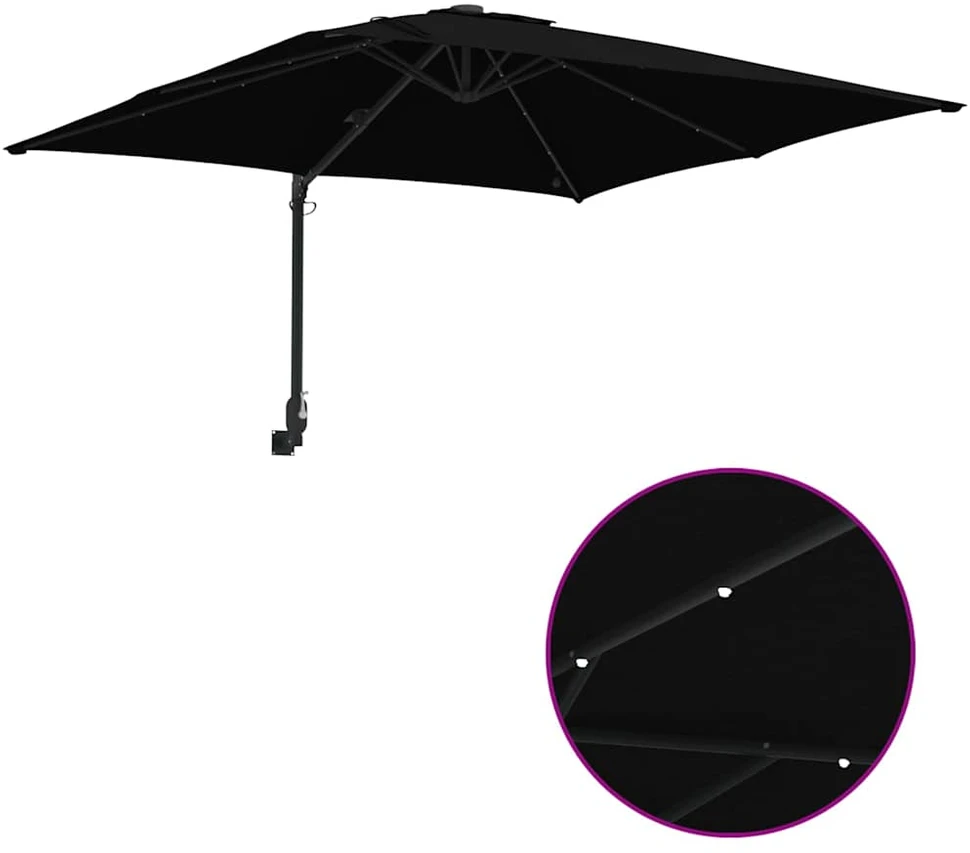 Sodo skėtis Juoda 248,5 x 247,5 x 160 cm Poliesteris ir plienas