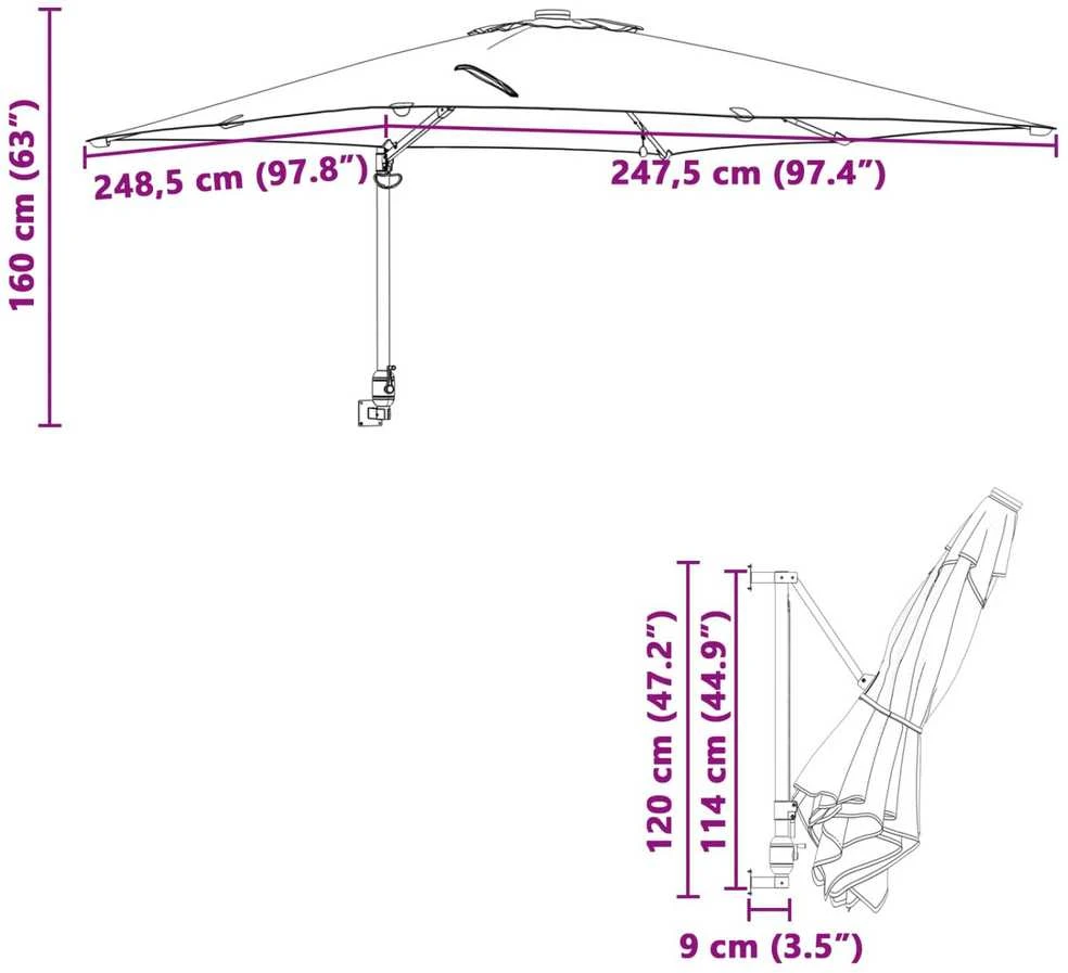 Sodo skėtis Juoda 248,5 x 247,5 x 160 cm Poliesteris ir plienas