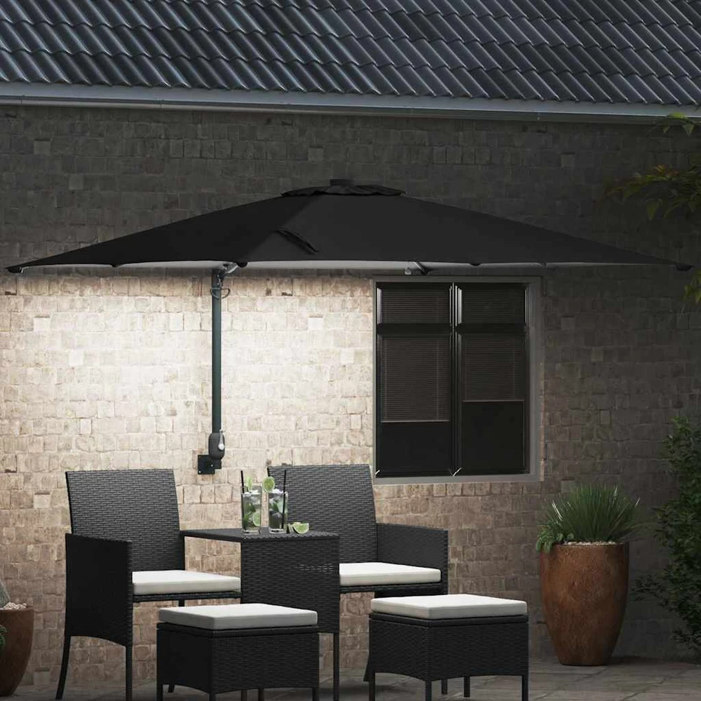 Sodo skėtis Juoda 248,5 x 247,5 x 160 cm Poliesteris ir plienas