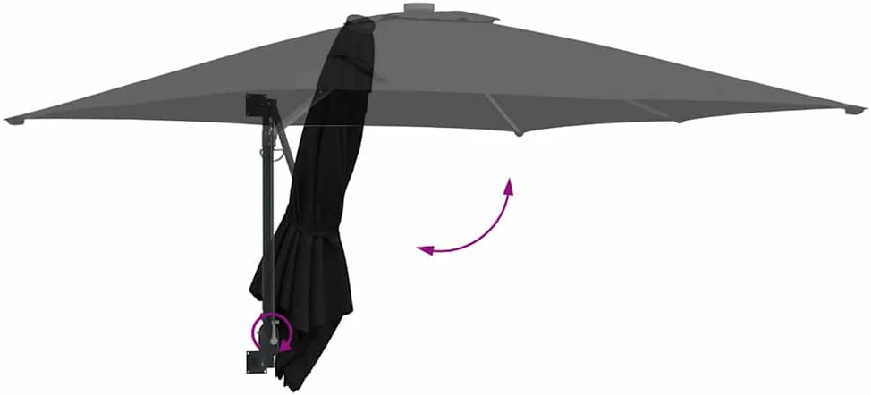 Sodo skėtis Juoda 248,5 x 247,5 x 160 cm Poliesteris ir plienas