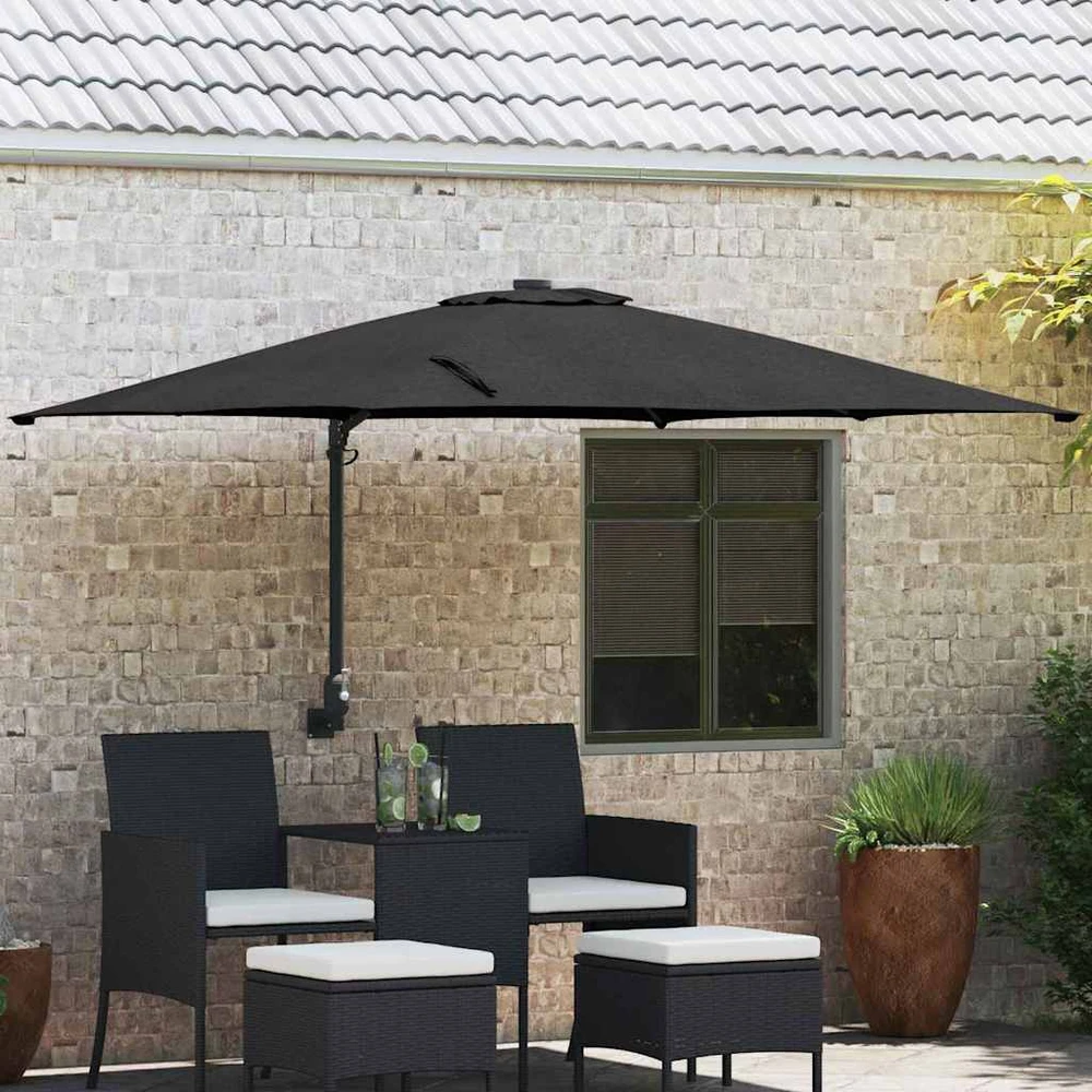 Sodo skėtis Juoda 248,5 x 247,5 x 160 cm Poliesteris ir plienas