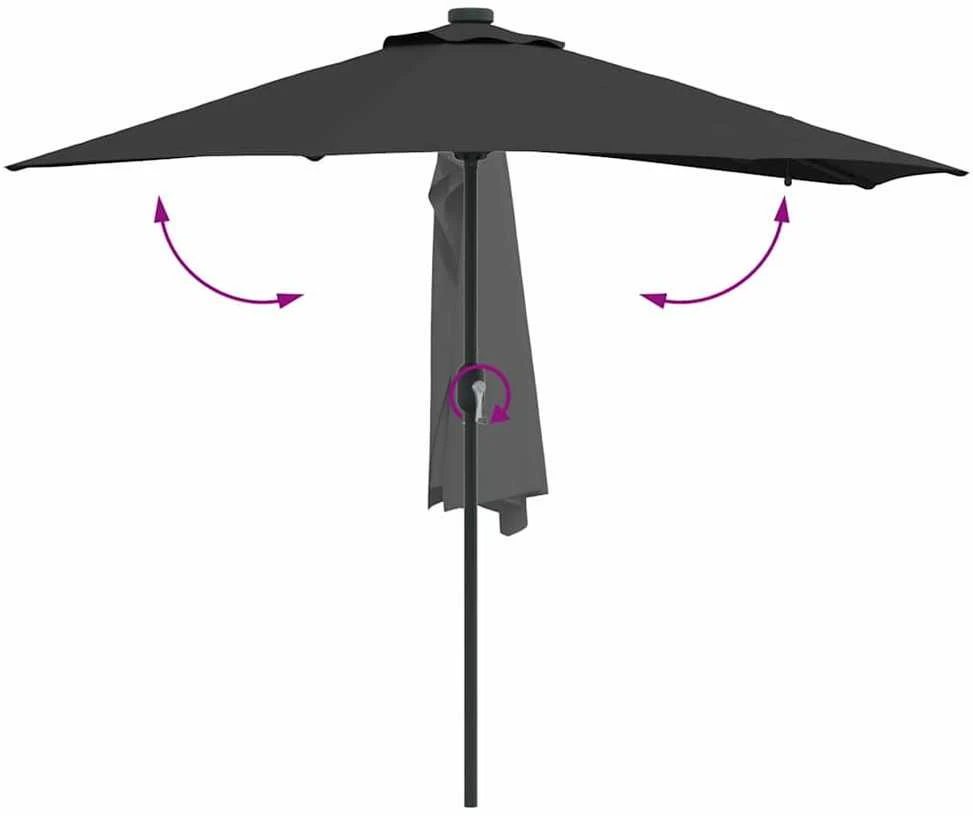 Sodo skėtis Juoda 294 x 150 x 223 cm Poliesteris ir plienas