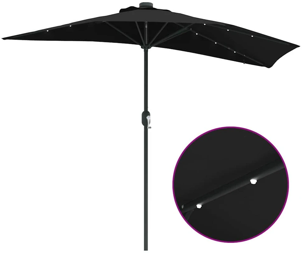 Sodo skėtis Juoda 294 x 150 x 223 cm Poliesteris ir plienas