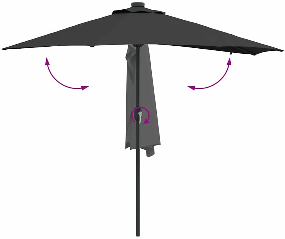 Sodo skėtis Juoda 294 x 150 x 223 cm Poliesteris ir plienas
