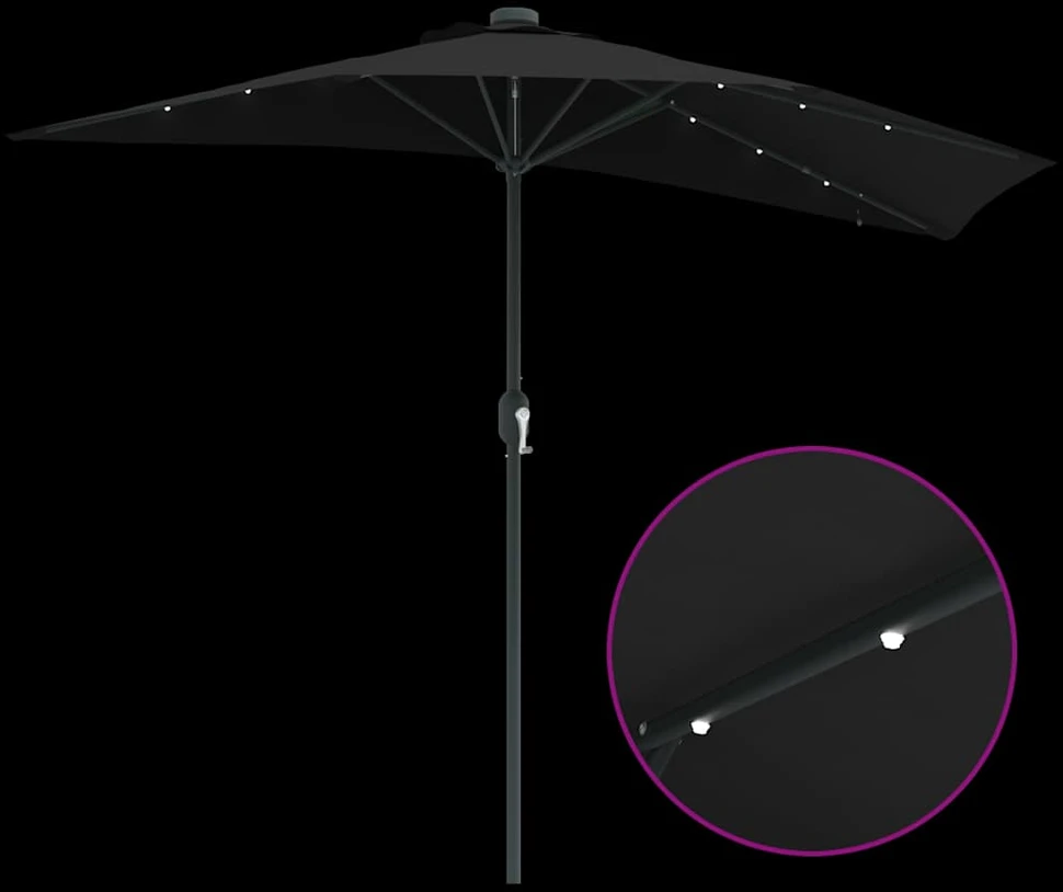 Sodo skėtis Juoda 294 x 150 x 223 cm Poliesteris ir plienas