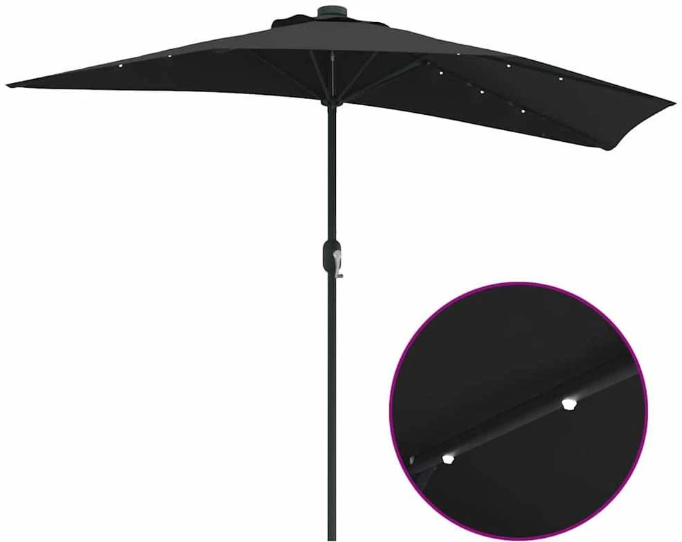 Sodo skėtis 294 x 150 x 224 cm Poliesteris ir plienas Juoda