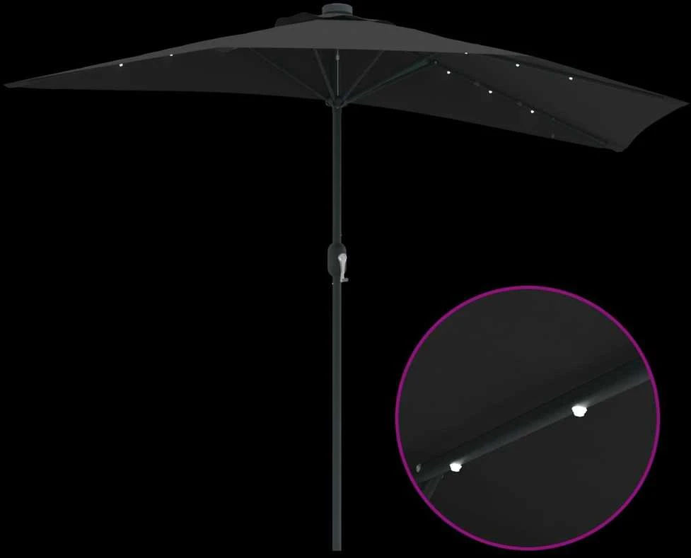 Sodo skėtis 294 x 150 x 224 cm Poliesteris ir plienas Juoda
