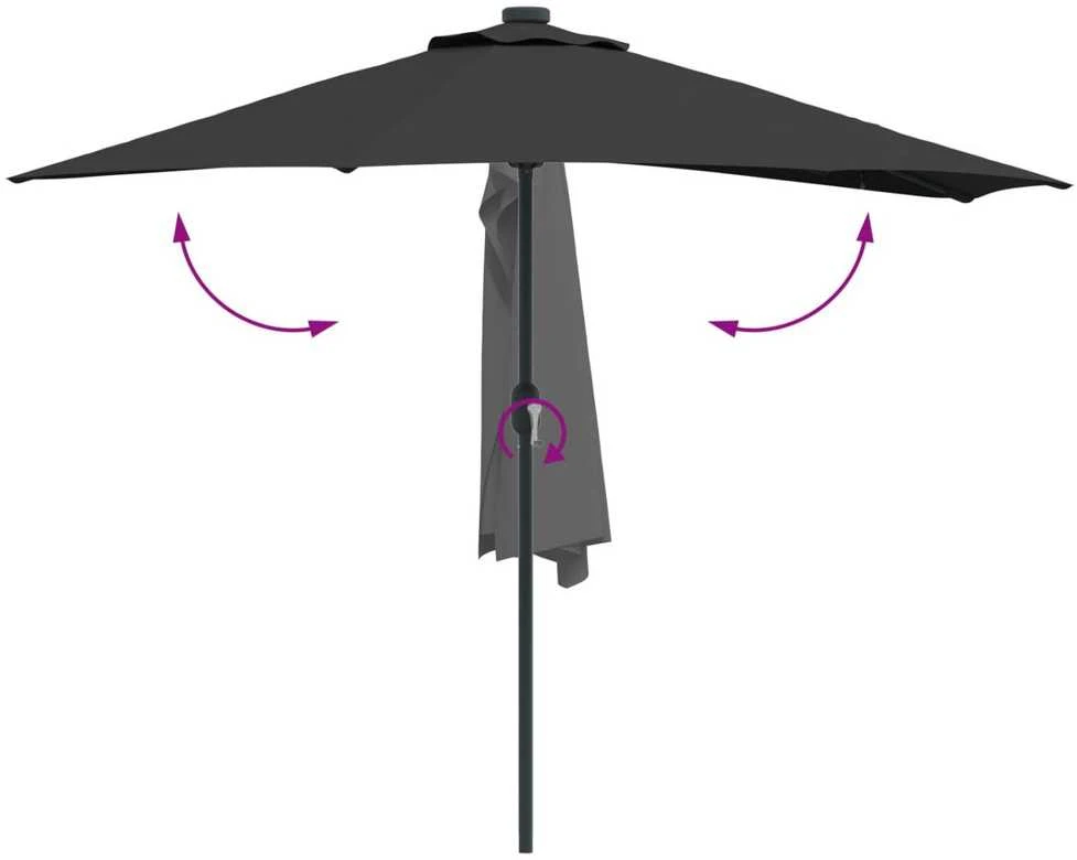 Sodo skėtis 294 x 150 x 224 cm Poliesteris ir plienas Juoda