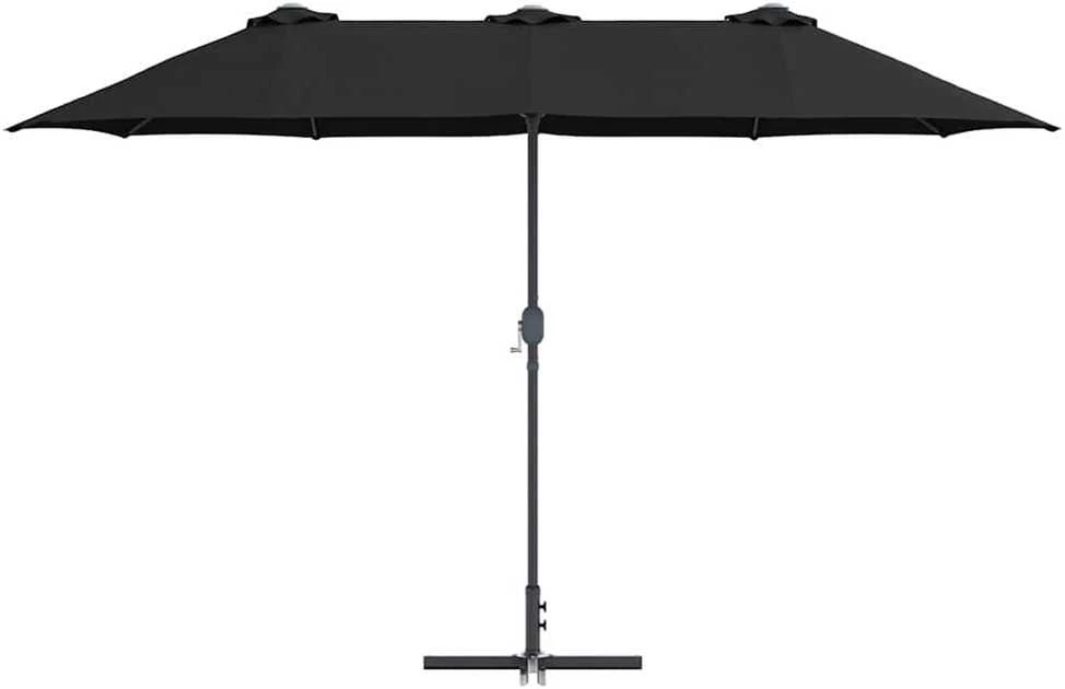 Sodo skėtis 370 x 197 x 239 cm Poliesteris ir aliuminis Juoda