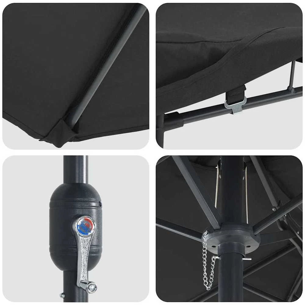 Sodo skėtis Juoda 385 x 209 x 244 cm Poliesteris