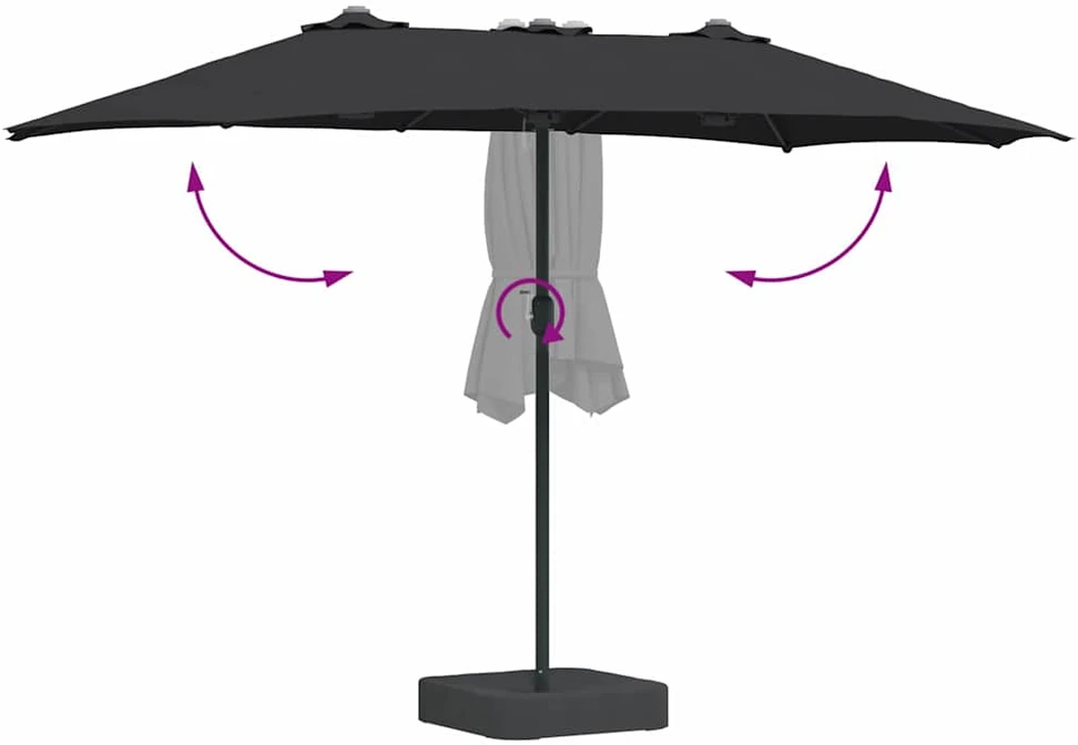 Sodo skėtis Juoda 385 x 209 x 244 cm Poliesteris ir plienas