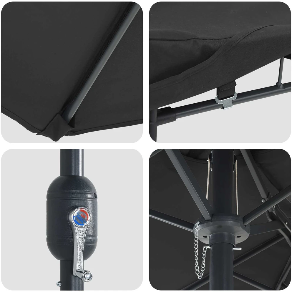 Sodo skėtis Juoda 385 x 209 x 244 cm Poliesteris