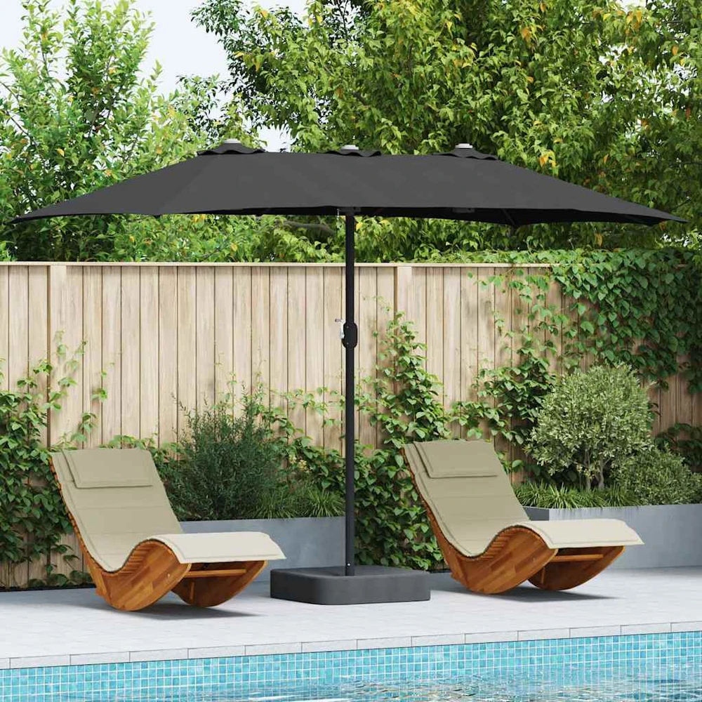 Sodo skėtis Juoda 385 x 209 x 244 cm Poliesteris ir plienas
