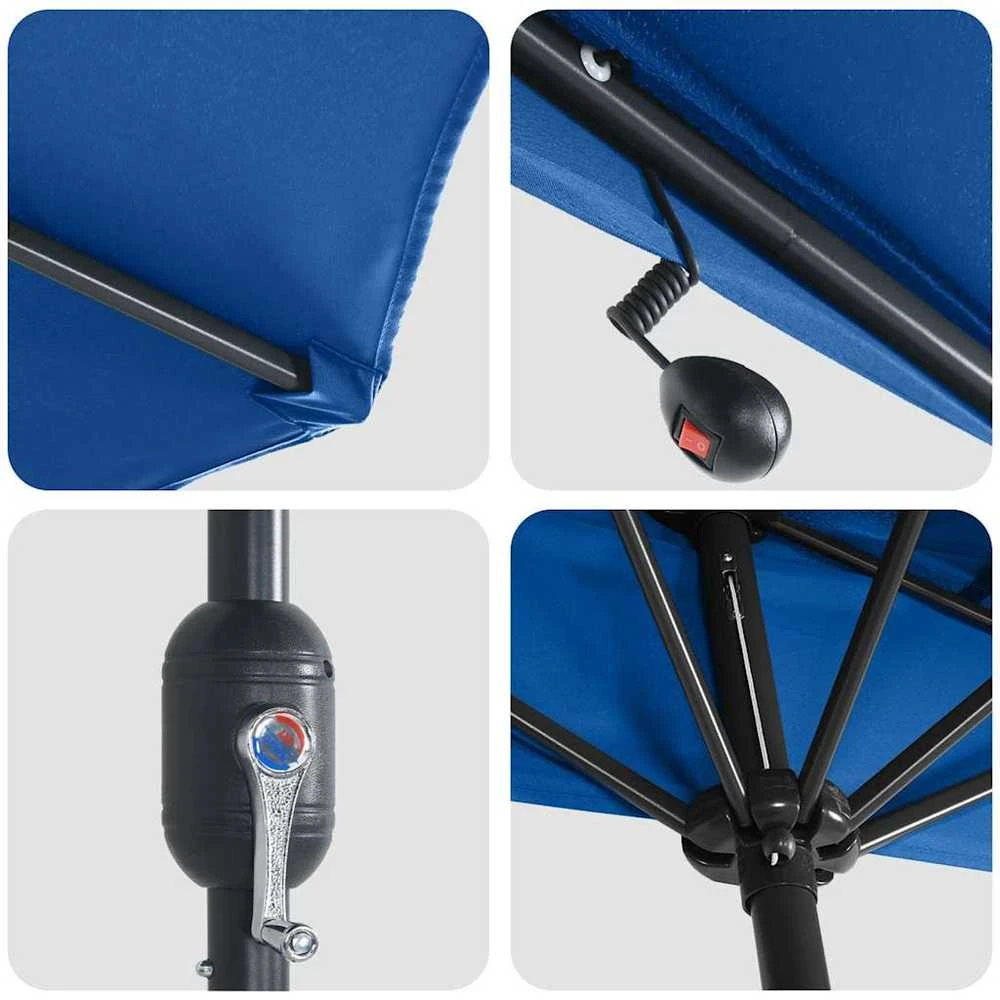 Sodo skėtis 294 x 150 x 223 cm Poliesteris ir plienas Azurblau