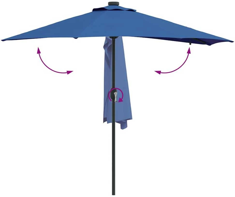 Sodo skėtis 294 x 150 x 223 cm Poliesteris ir plienas Azurblau