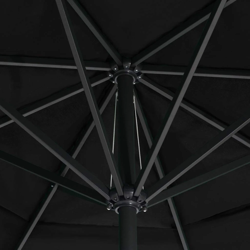 Sodo skėtis nuo saulės ir aliuminio stulpu, juodas, 500cm