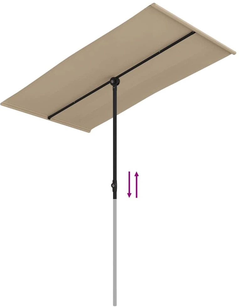 Sodo skėtis nuo saulės su aliuminio stulpu, taupe, 180x110cm