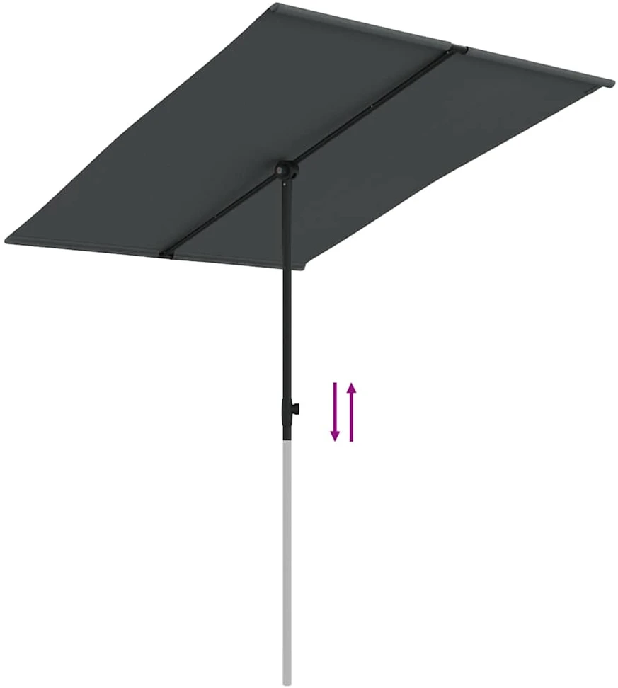 Sodo skėtis nuo saulės su aliuminio stulpu, antracito, 2x1,5m
