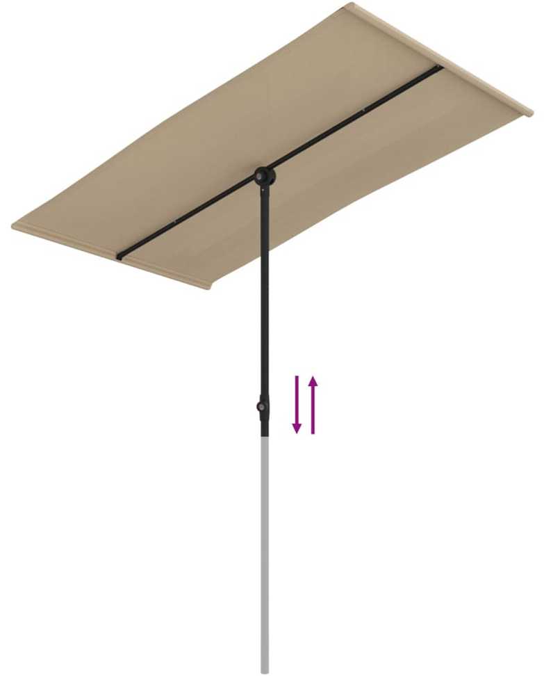 Sodo skėtis nuo saulės su aliuminio stulpu, taupe, 180x110cm