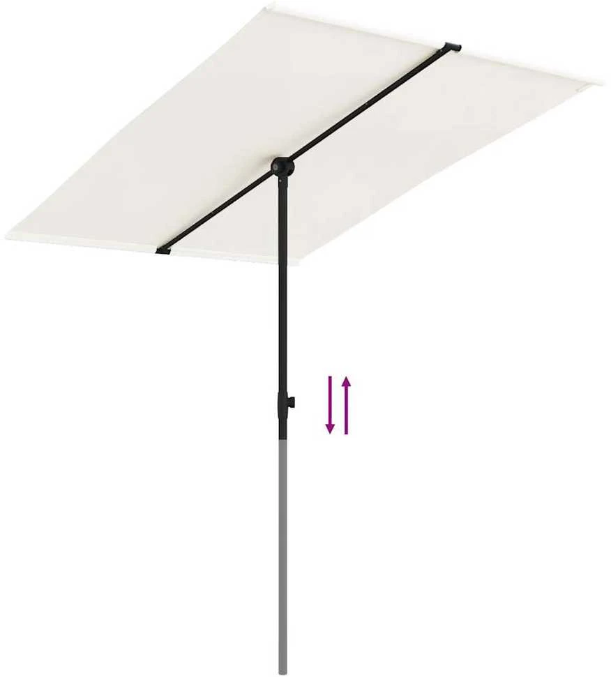 Sodo skėtis nuo saulės su aliuminio stulpu, smėlio, 2x1,5m