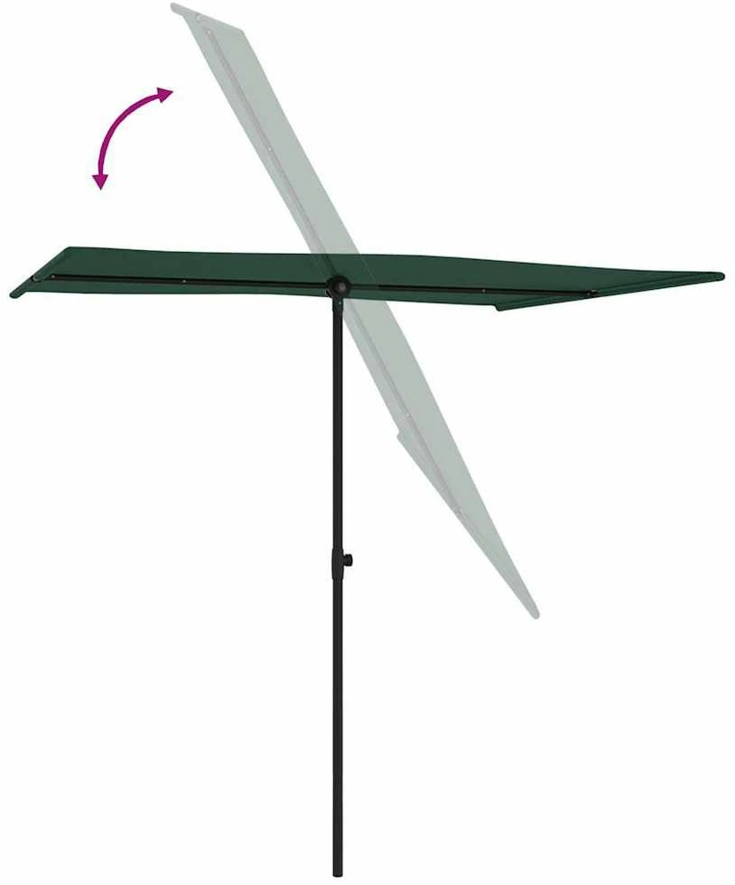 Sodo skėtis nuo saulės su aliuminio stulpu, žalias, 2x1,5m