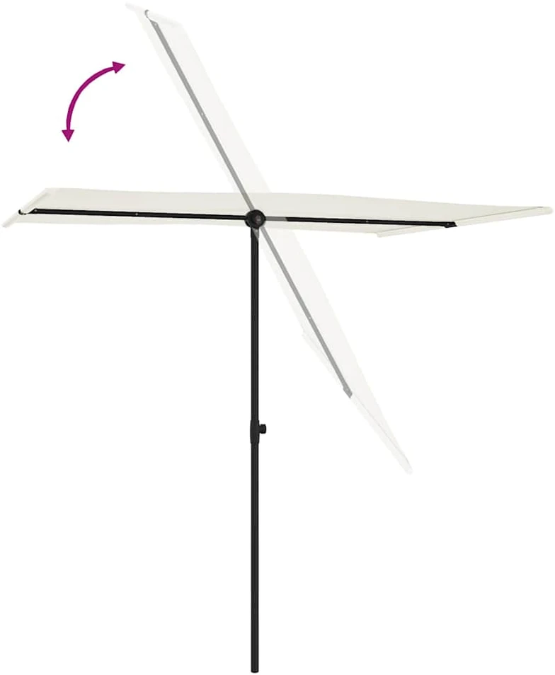 Sodo skėtis nuo saulės su aliuminio stulpu, smėlio, 2x1,5m