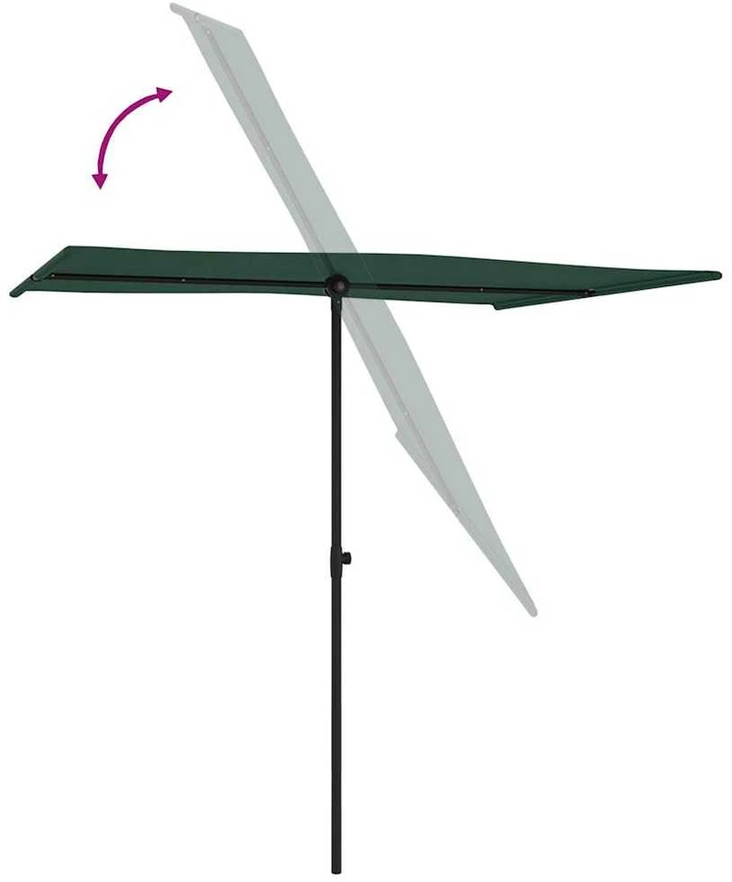 Sodo skėtis nuo saulės su aliuminio stulpu, žalias, 2x1,5m