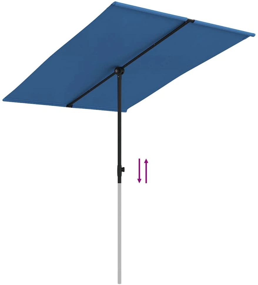 Sodo skėtis nuo saulės su aliuminio stulpu, mėlynas, 2x1,5m