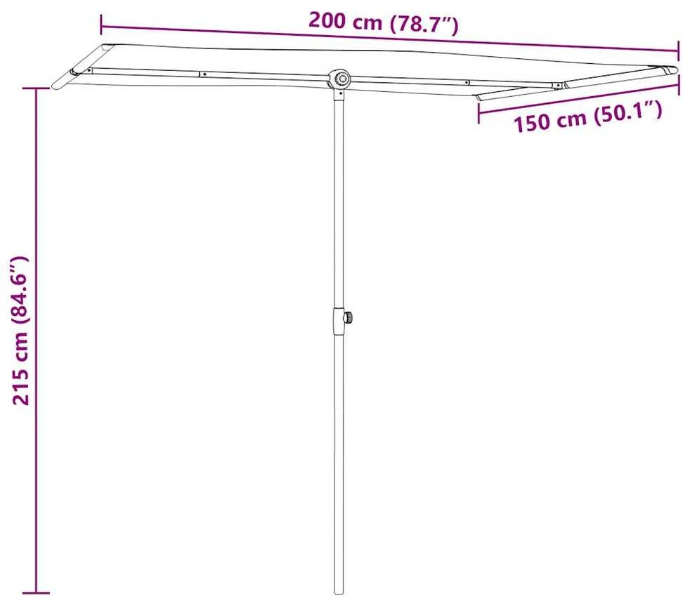 Sodo skėtis nuo saulės su aliuminio stulpu, žalias, 2x1,5m