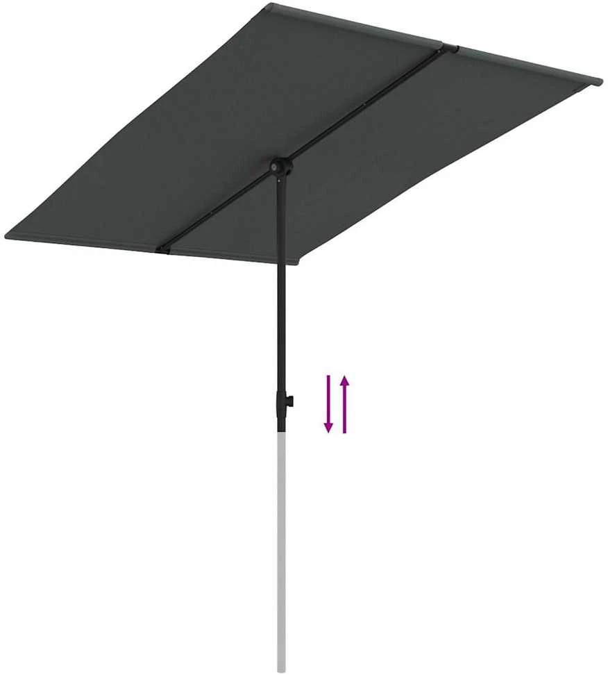 Sodo skėtis nuo saulės su aliuminio stulpu, antracito, 2x1,5m
